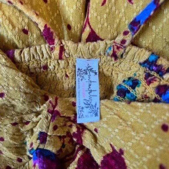 FREE PEOPLE Never Be Mine Floral Cute Yellow mini Slip Dress in size XS - Picture 6 of 11